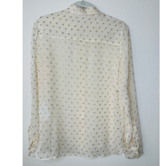 Stella McCartney Sheer Cream Gold Metallic Polka Dot Button Sheer Blouse 44 / L - Picture 11 of 11